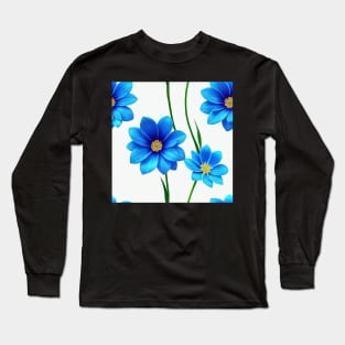 Just a Blue Flower Pattern 7 - Elegant and Sophisticated Design for Home Decor Long Sleeve T-Shirt